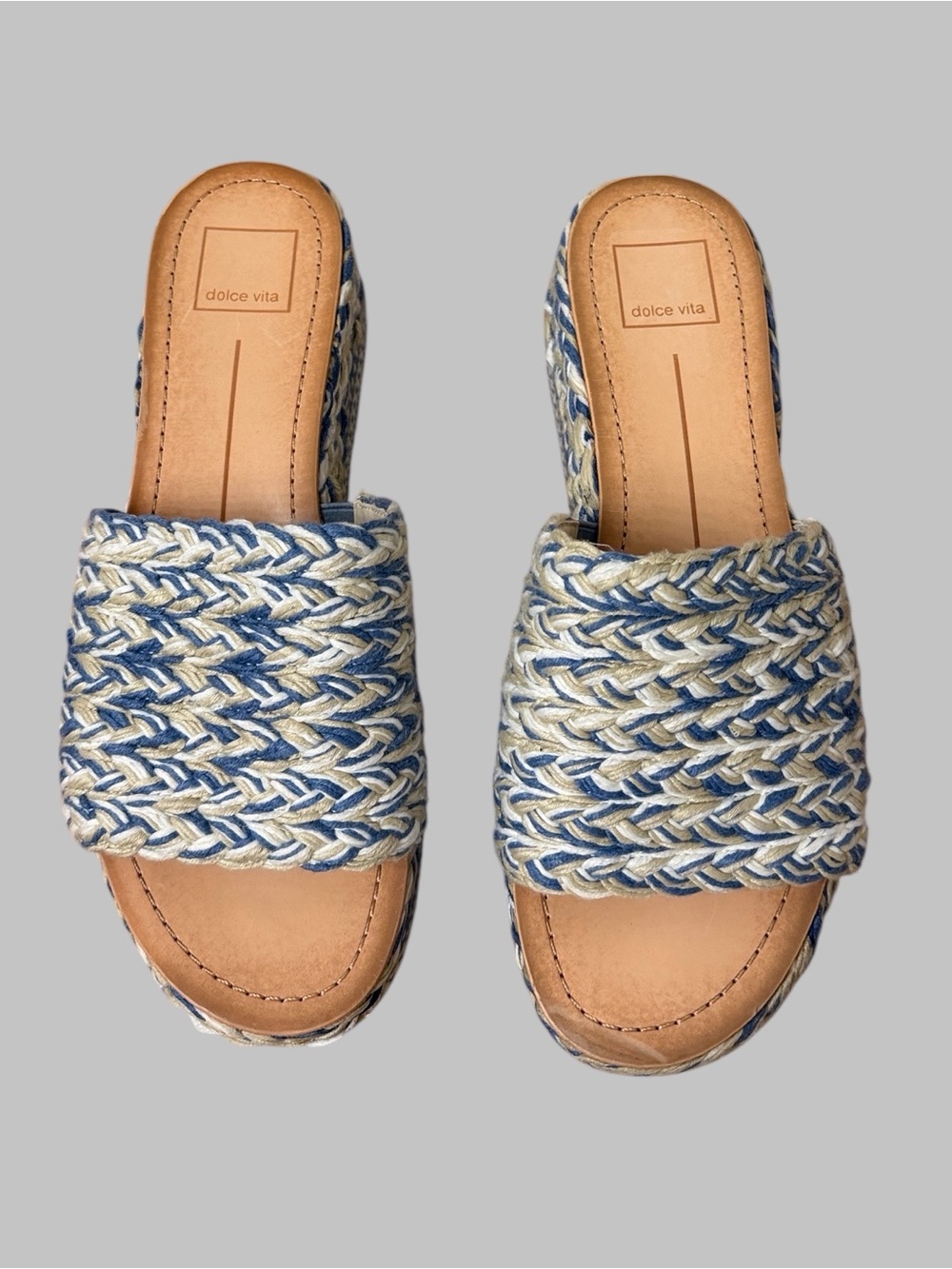 Dolce Vita Blue Multi-Woven Pazli Platform Sandals - Picture 3 of 7